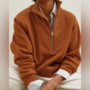 Everlane Track Half-zip Sweatshirt | Rust Orange size M